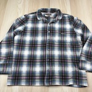 Skims Unisex Fleece Sleep Multi Plaid Flannel Shirt Size M Medium Button Front